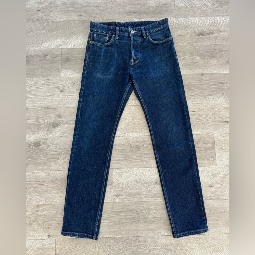 Buck Mason Straight Jeans in Dark Blue Denim